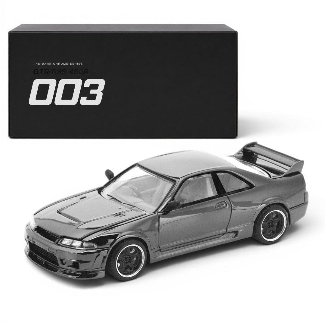 Pop Race #003 GTR R33 400R Dark Chrome Series Diecast Model