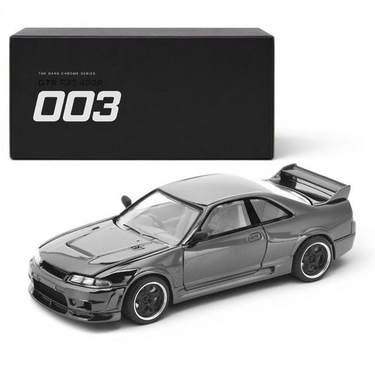 Pop Race #003 GTR R33 400R Dark Chrome Series Diecast Model