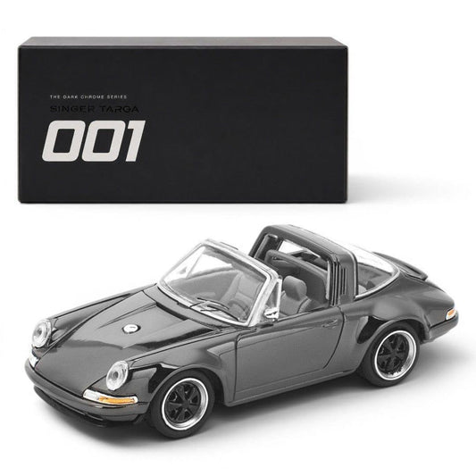 Pop Race #001 Singer Targa Dark Chrome Series Diecast Model