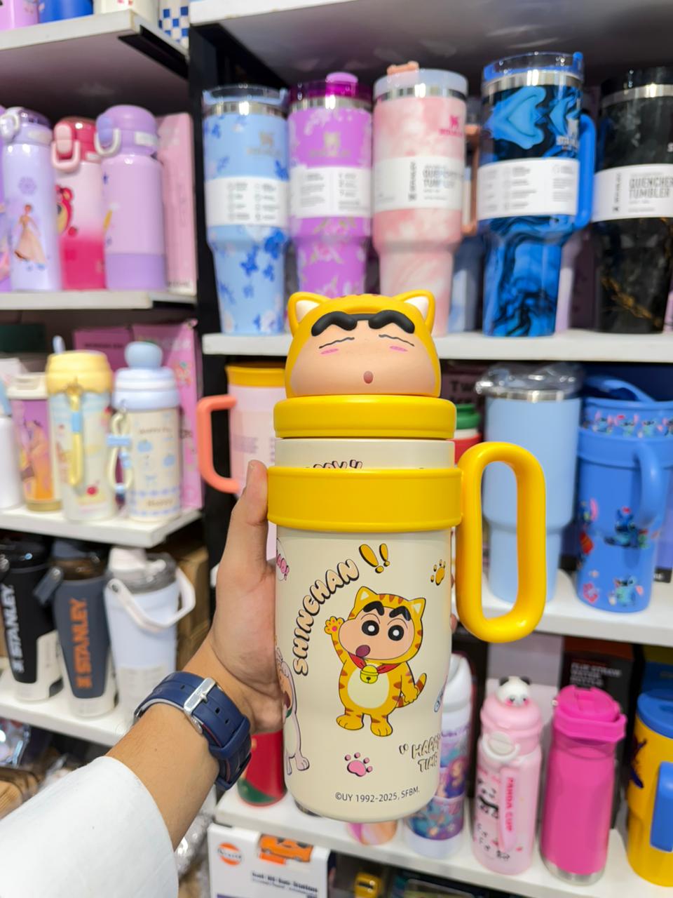 Shinchan Premium Plush Head Insulated SS Tumbler - Cat design 900ml